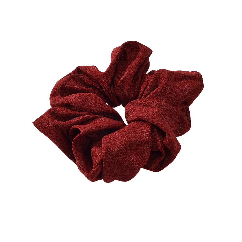 AU Local Girl Hair Accessories Elastic Wine Red Chiffion Wide Hair Tie Scrunchie