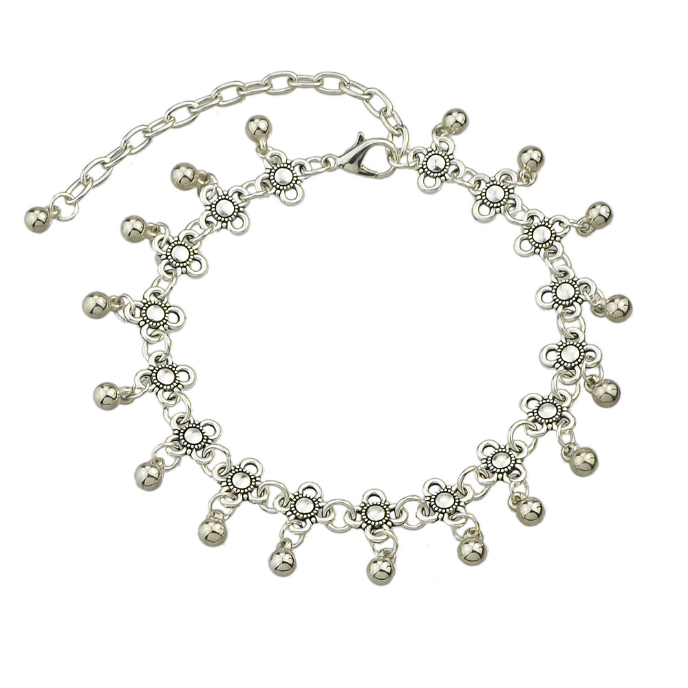 AU Post Foot Beach Jewelry Silver Chain Flower Round Balls Charm Anklet Bracelet