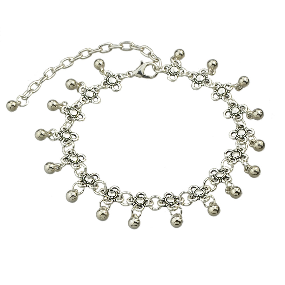 AU Post Foot Beach Jewelry Silver Chain Flower Round Balls Charm Anklet Bracelet