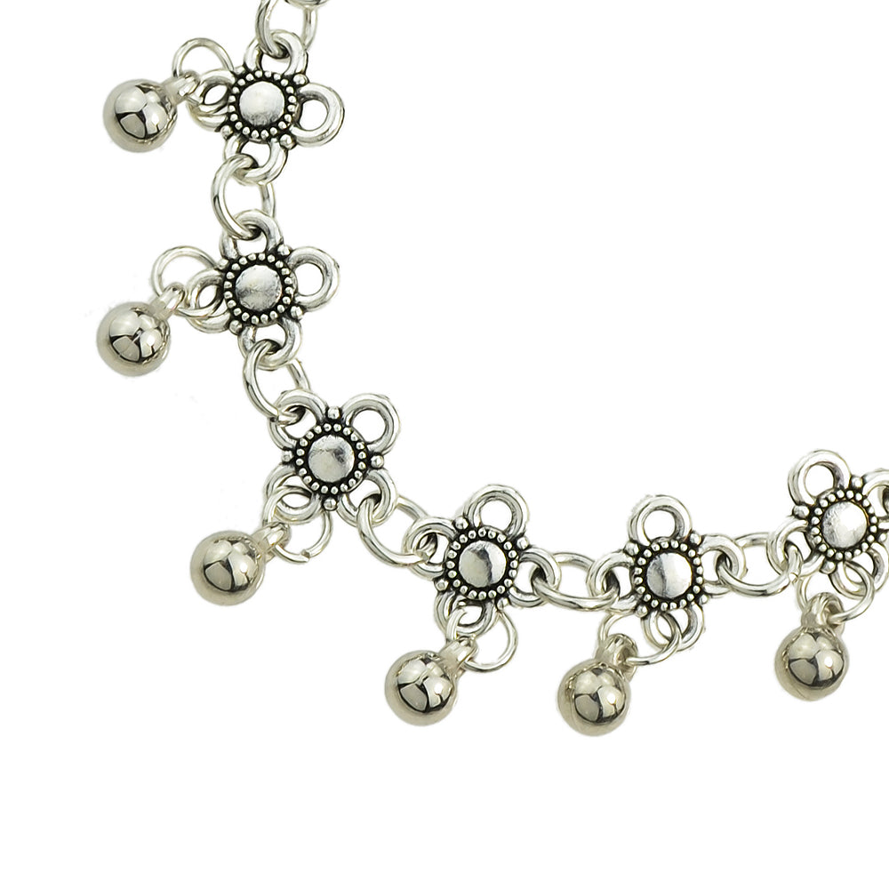 AU Post Foot Beach Jewelry Silver Chain Flower Round Balls Charm Anklet Bracelet