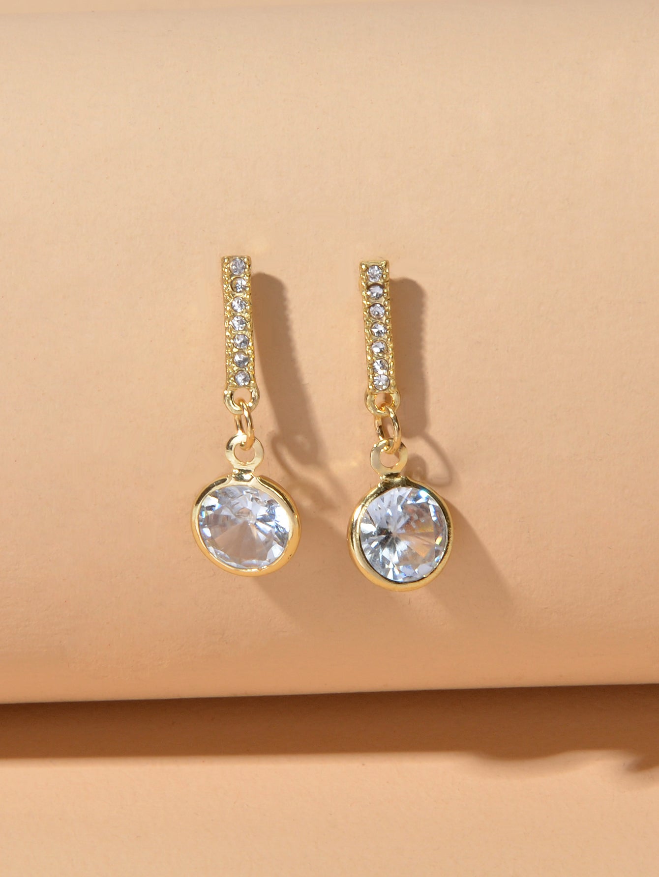 Luxurious Gift for Best Friends Simulated Zircon Strip Pierced Drop Stud Earring