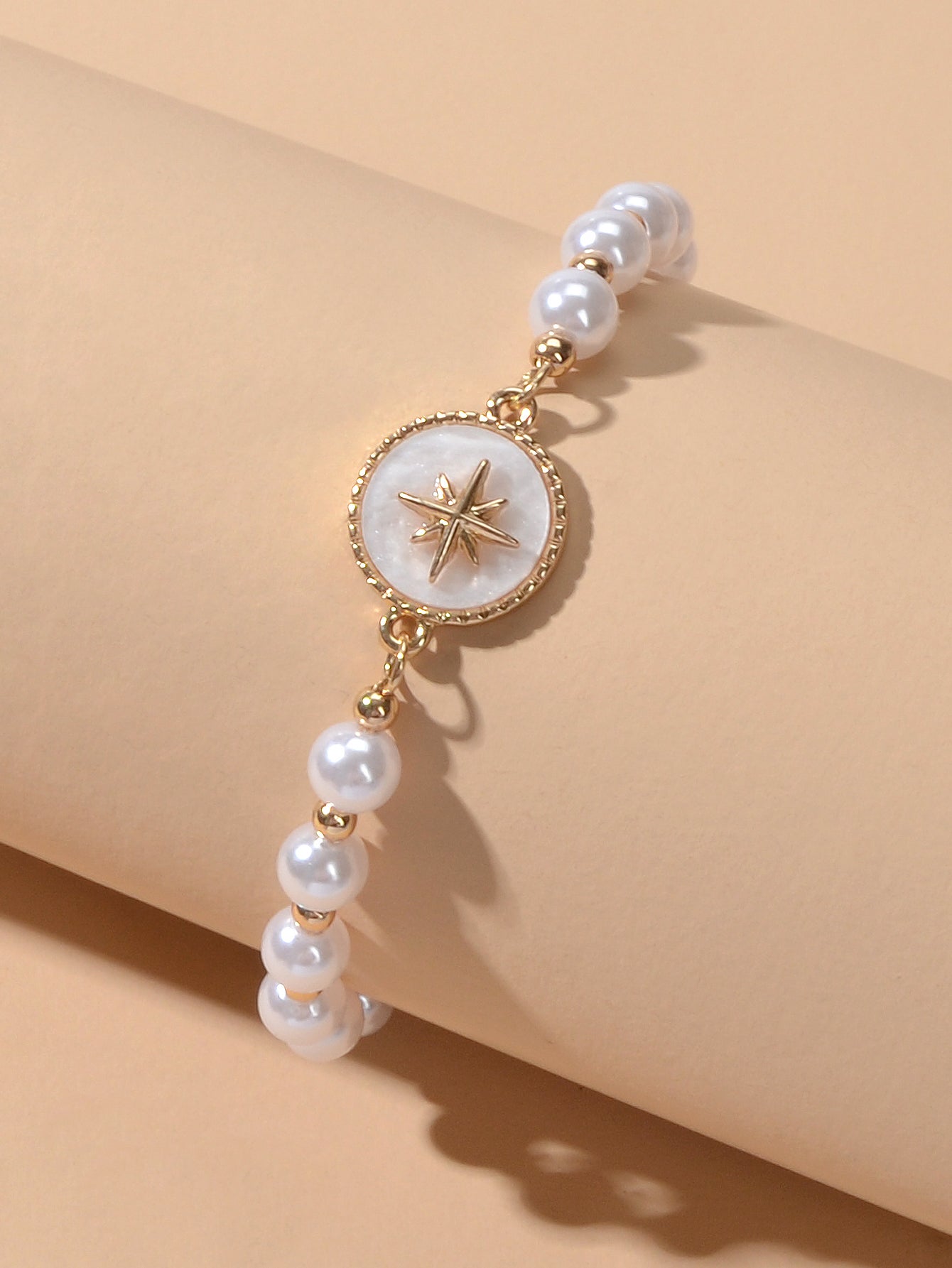 Retro Jewellery Round White Charm Pearl Chain Adjustable Bracelet Birthday Gifts