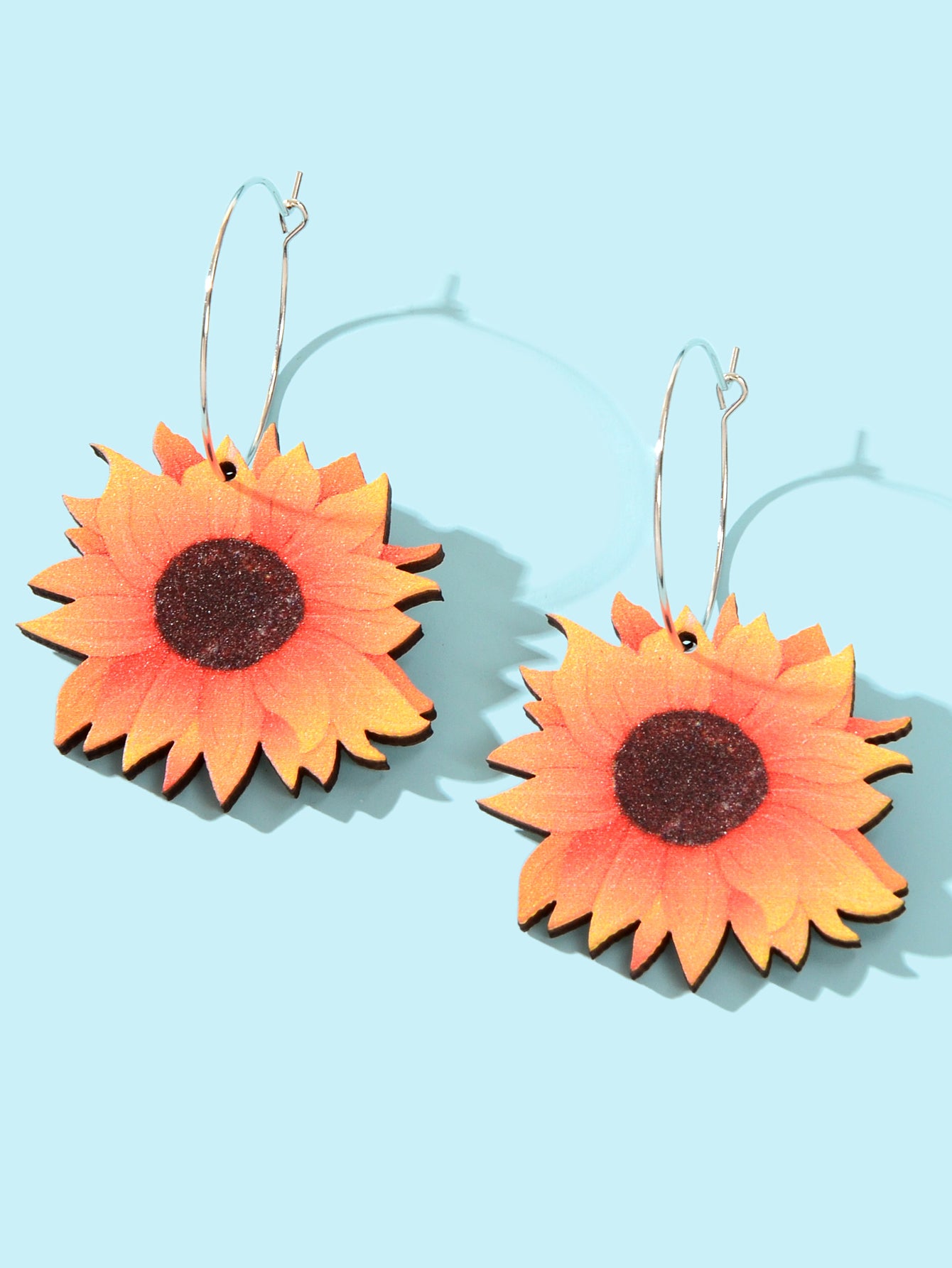 Colourful Sunflower Earrings Bohemian Summer Trendy Wooden Daisy Flower Jewelry