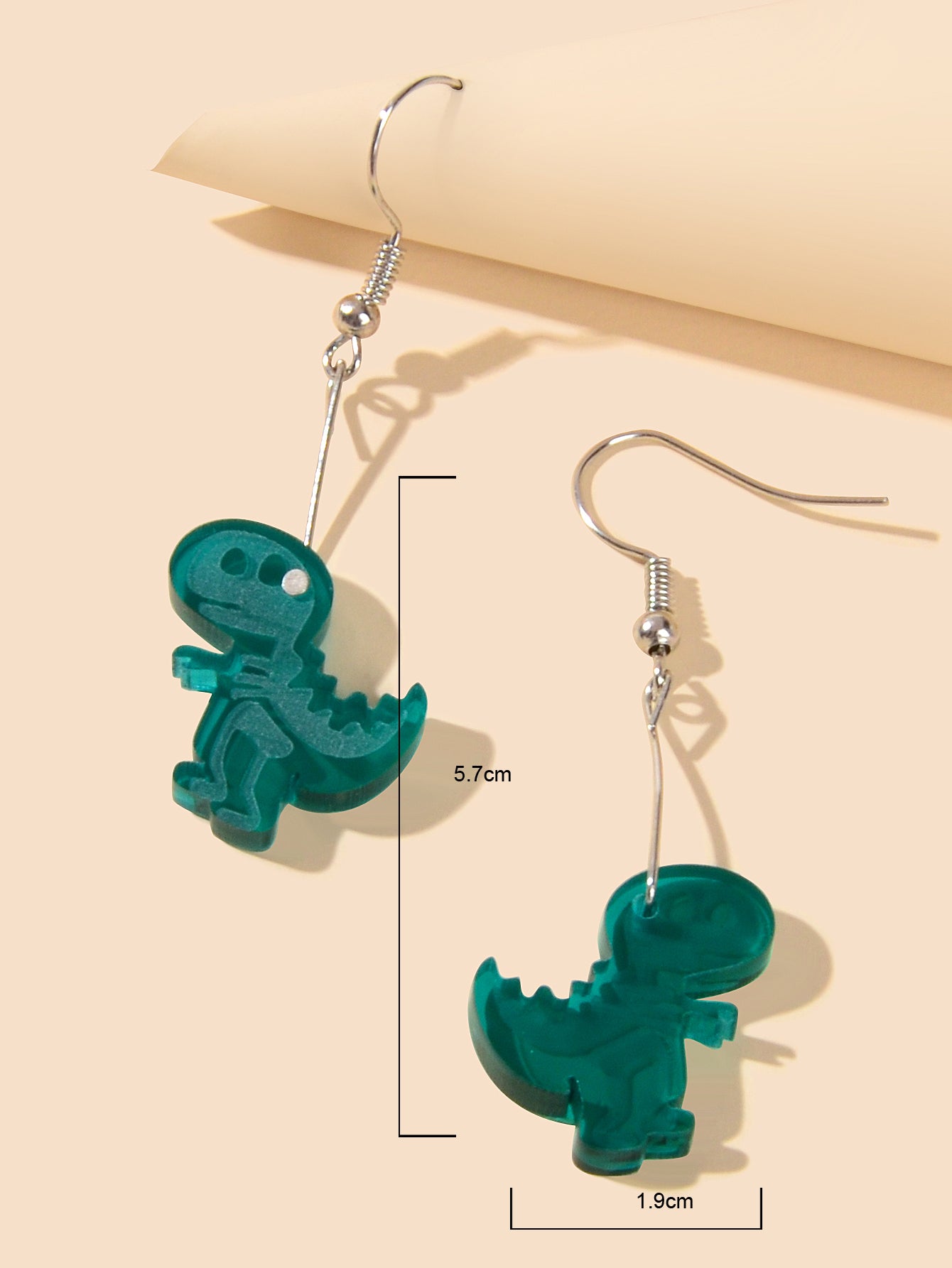 Lovely Cartoon Jewellery Green Resin Dinosaur Dangle Pendant Earrings for Women