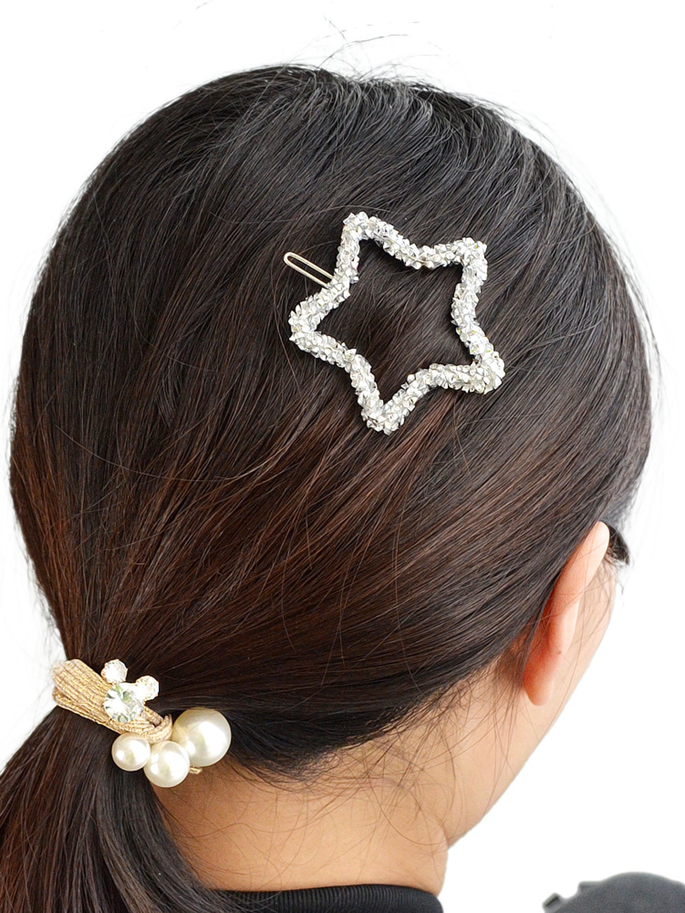 Luxurious Hair Accessories Headwear Rhinestone Silver Star Hairgrips Hair Clips