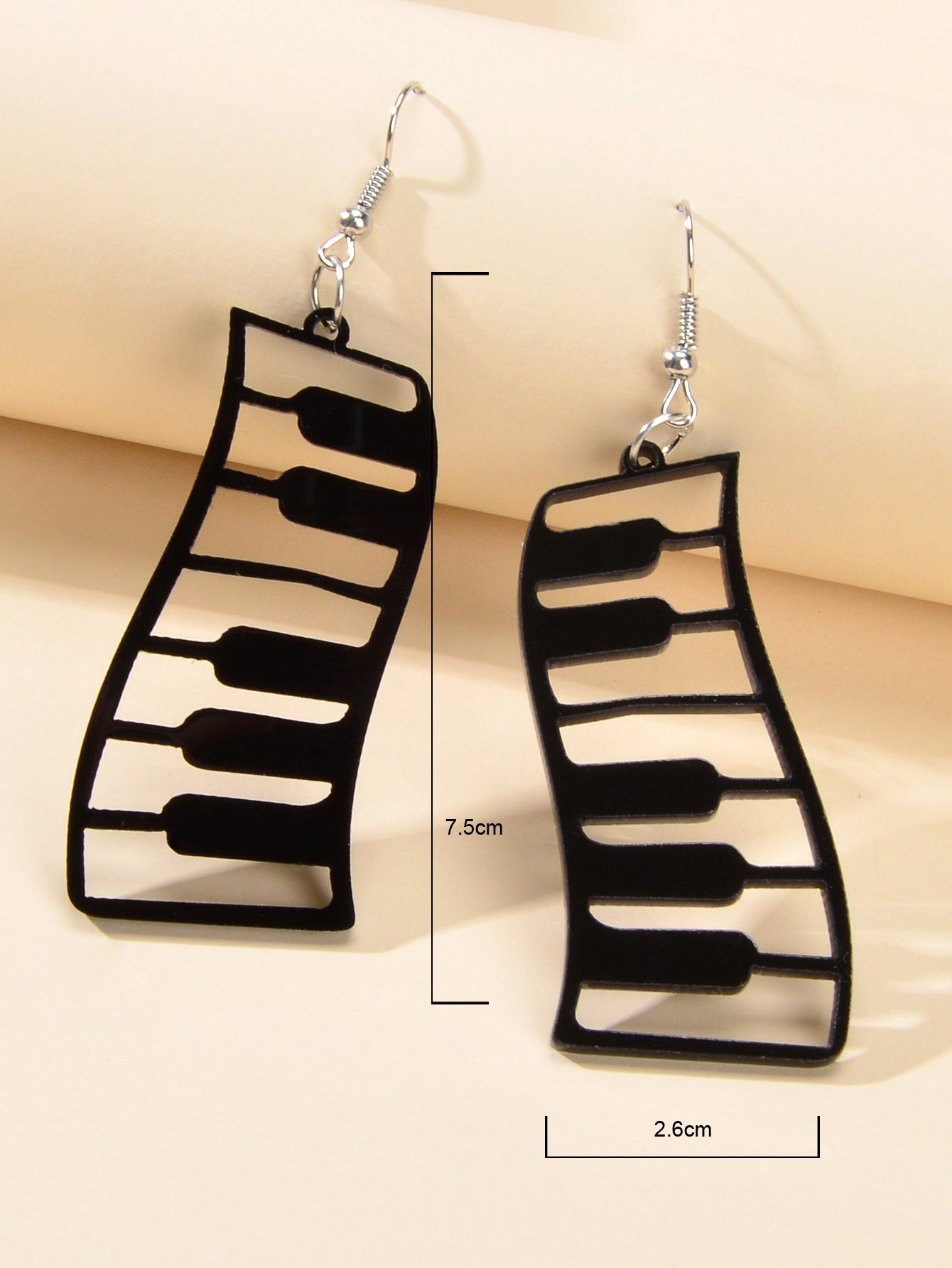 Designer Jewellery Black Resin Piano Keyboard Drop Dangle Statement Earrings