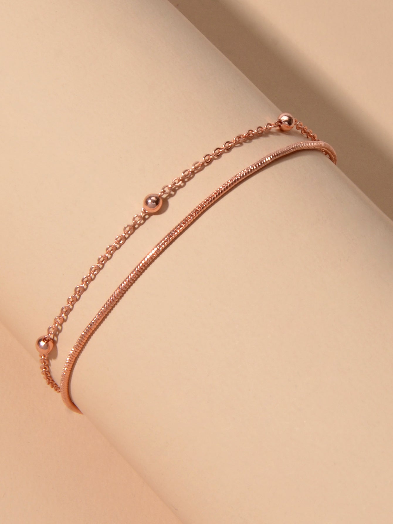 Fashion Accessories Rosegold Beads Double layer Chain Bracelet Classic Jewellery