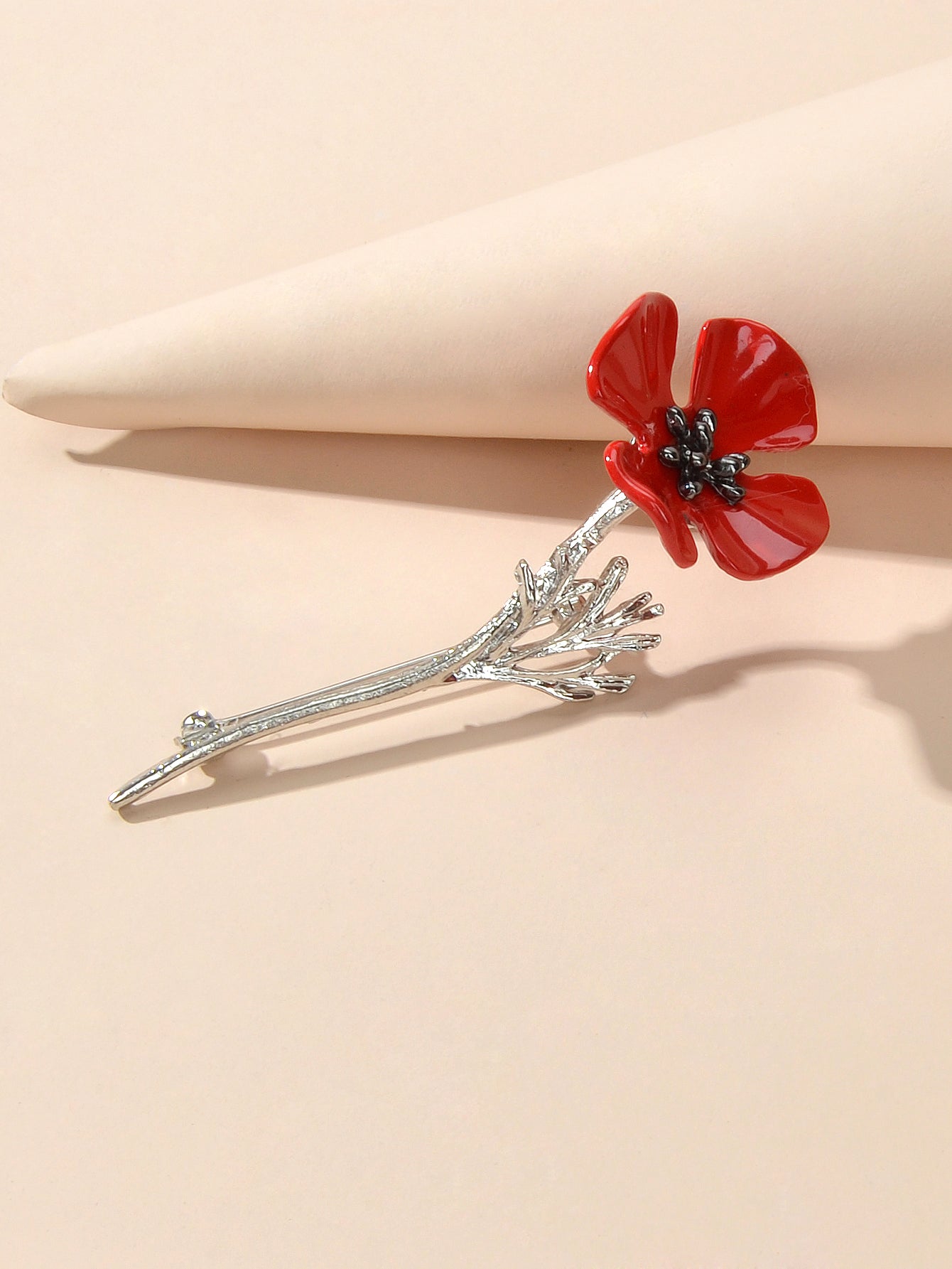 Elegant Jewellery Gold Silver Plated Branch Red Flower Bouquet Brooch Lapel Pin