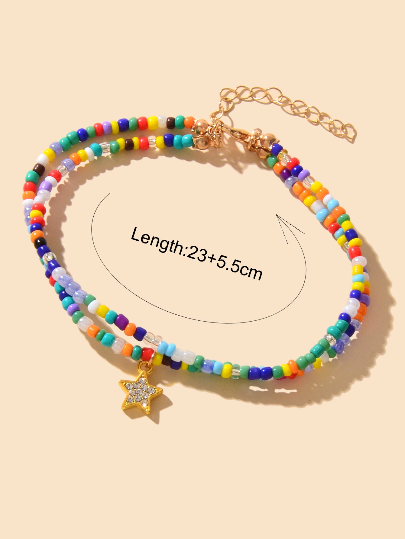 Holiday Foot Jewellery Layered Star Multicolor Glass Seed Beads Boho Chic Anklet