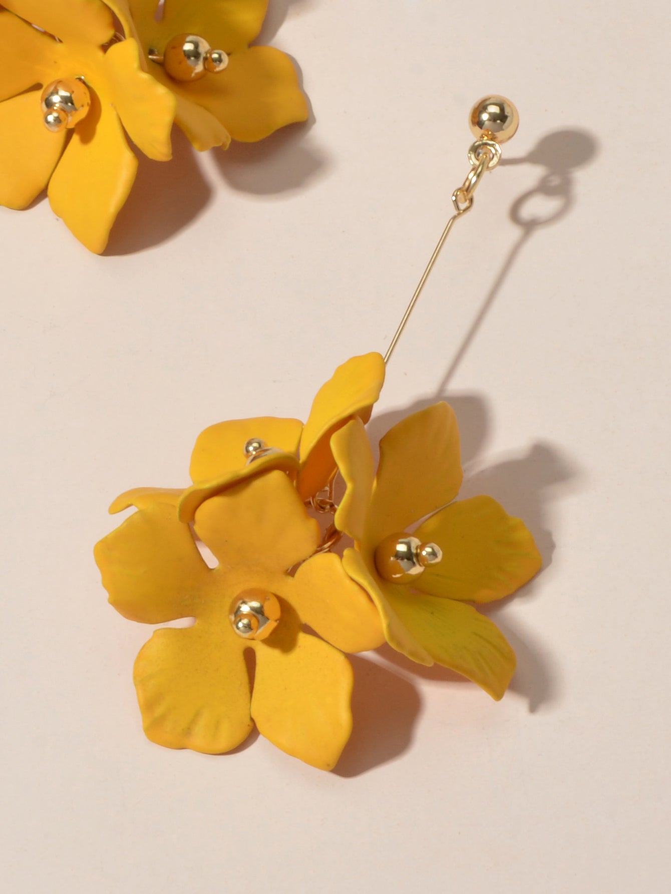 Female Jewelry Trendy Pink Yellow Flower Drop Dangle Pendant Earrings for Women