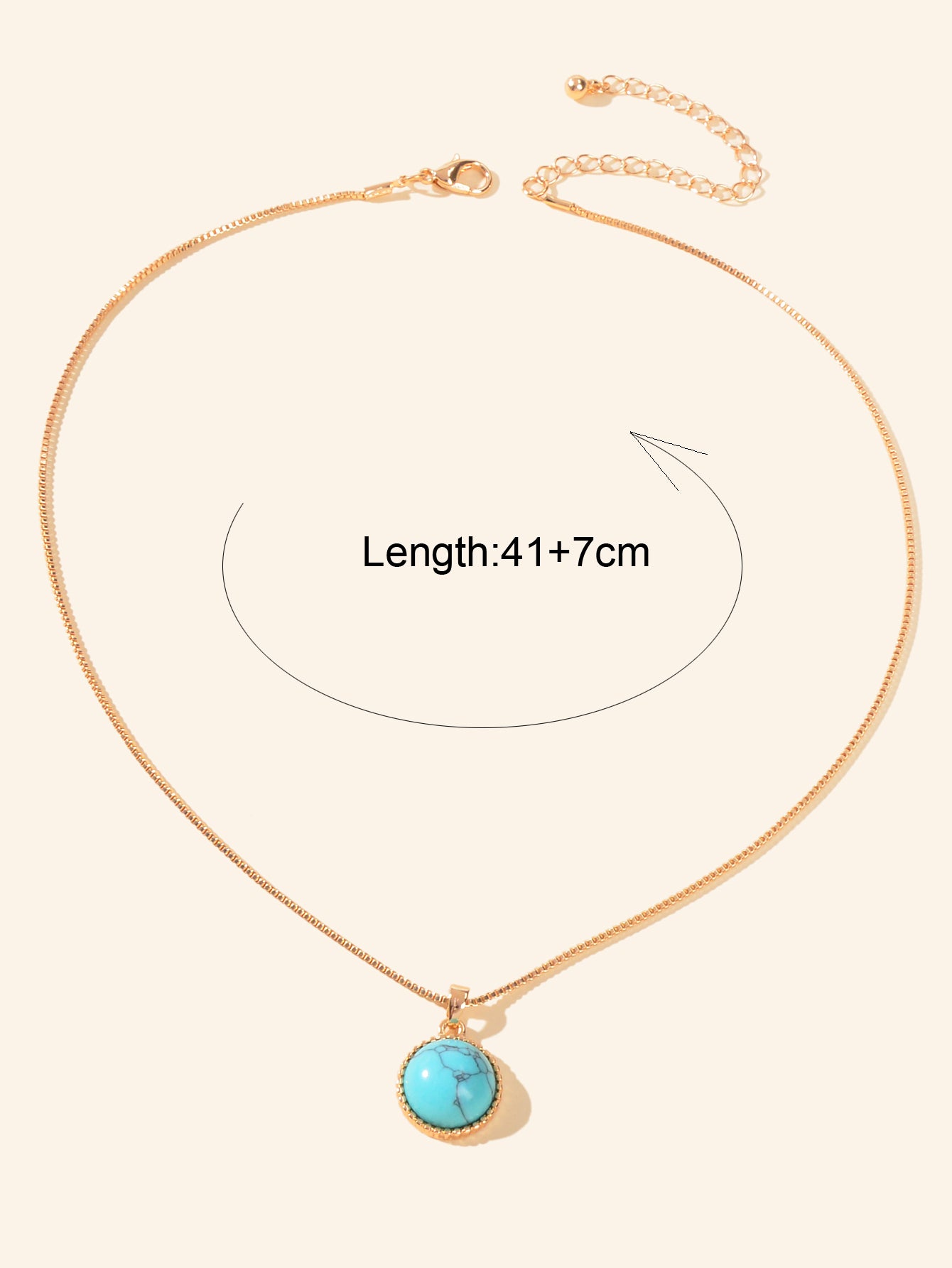 Bohemian Jewelry Gold Chain Round Turquoise Pendant Necklace Ethnic Accessories