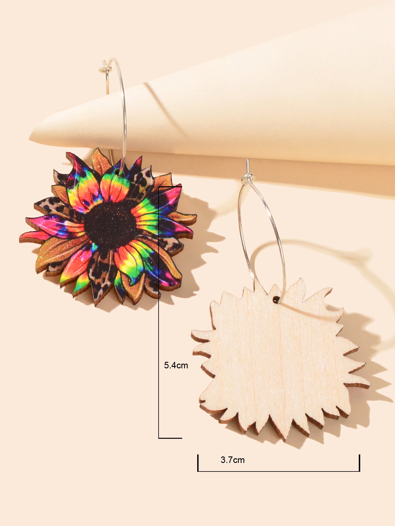 Colourful Sunflower Earrings Bohemian Summer Trendy Wooden Daisy Flower Jewelry