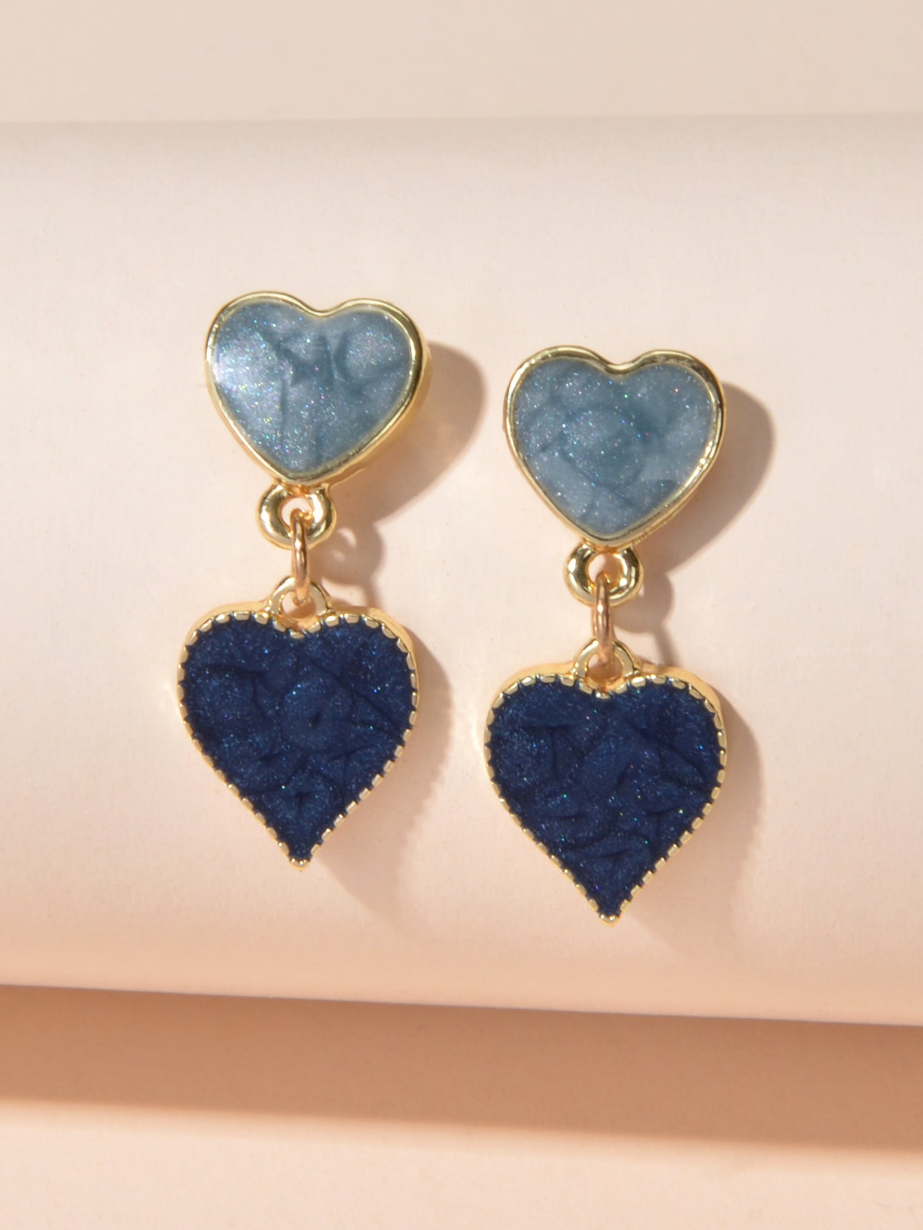 Nice Collection Blue Enamel Heart Drop Love Earrings Dainty Gift for Women Girls