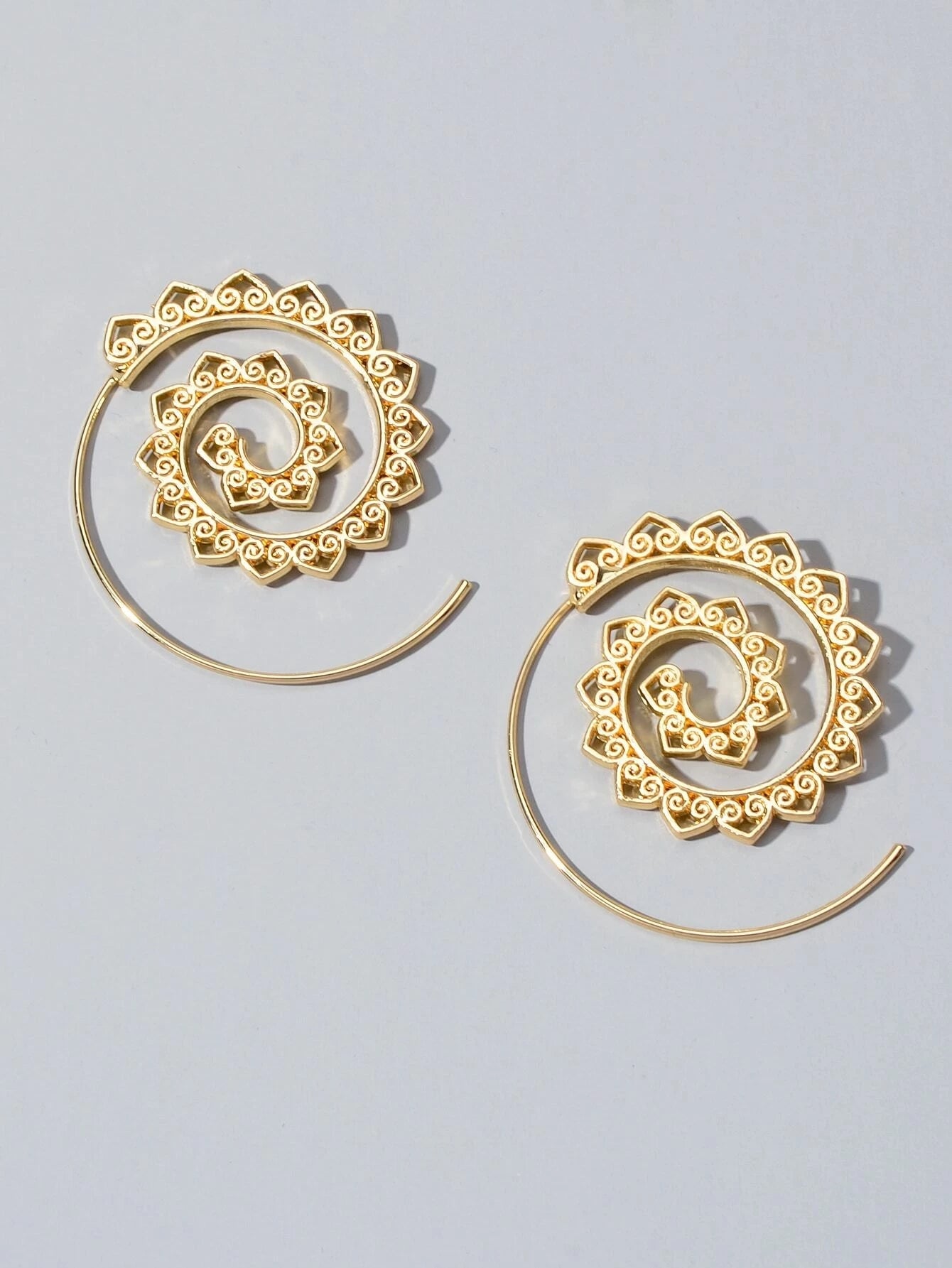 Boho Chic Gold Hollow out Geometric Hoop Earrings Fashion Party Accessories Gift