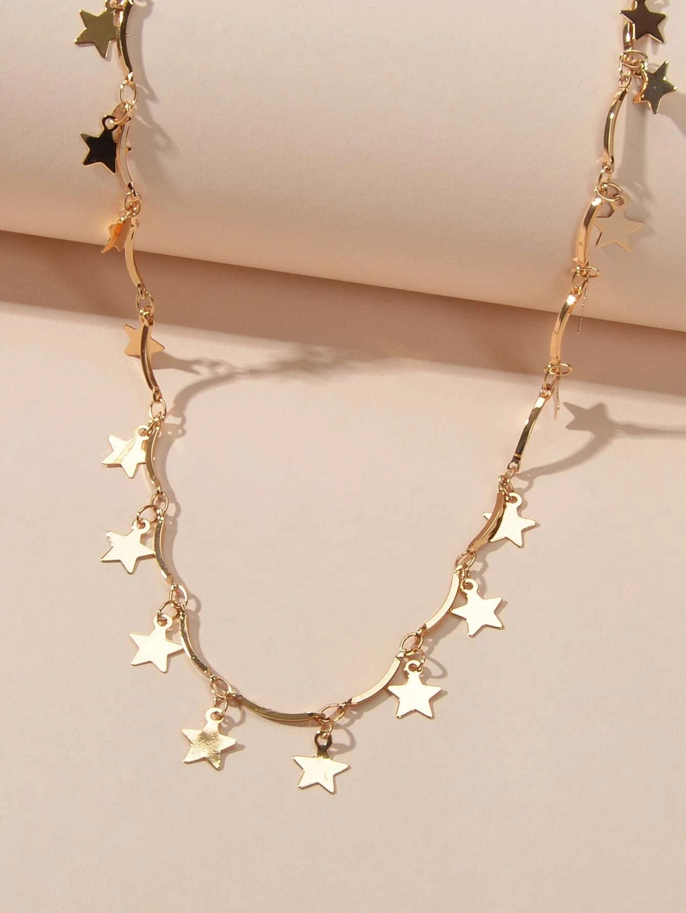 Jewellery set Fashion Gold Stars Charm Statement Necklace Triangle Stud Earrings