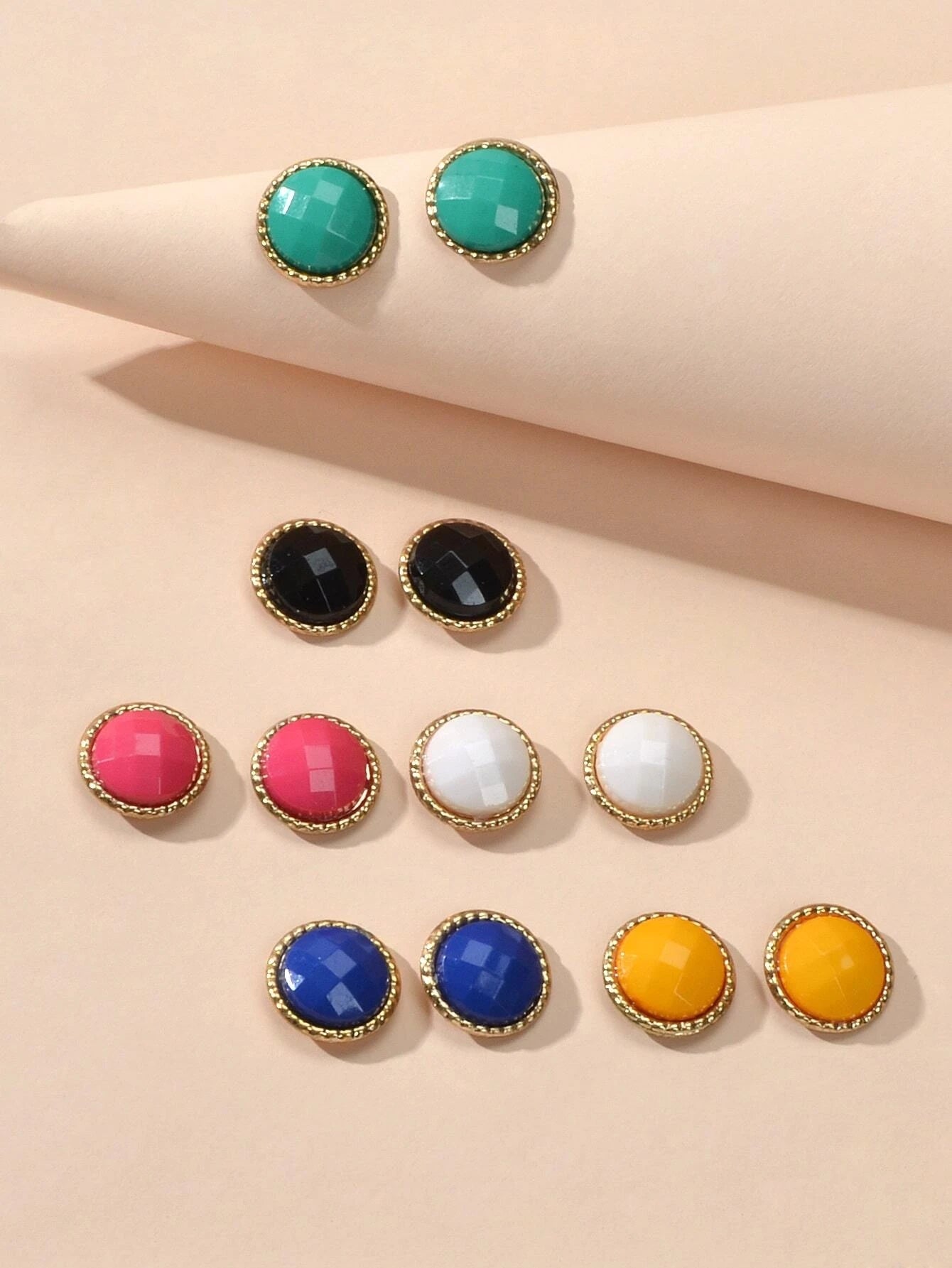 6 pairs Colourful Round Beads Small Stud Earrings Funny Gifts for Best Friends