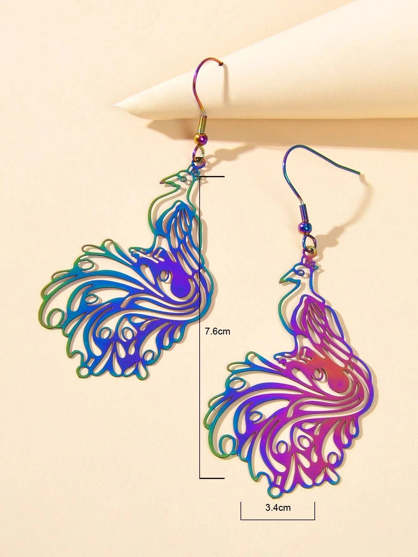 AU Stock Women Hollow out Colorful Peacock Drop Dangle Big Earrings Jewellery