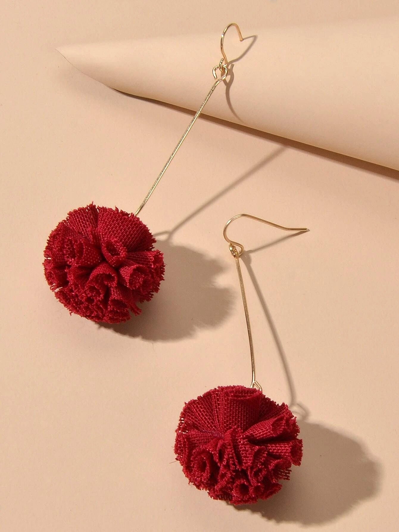 Red Flower Ball Drop Dangle Earrings Beautiful Women Girls Accessories Jewellery