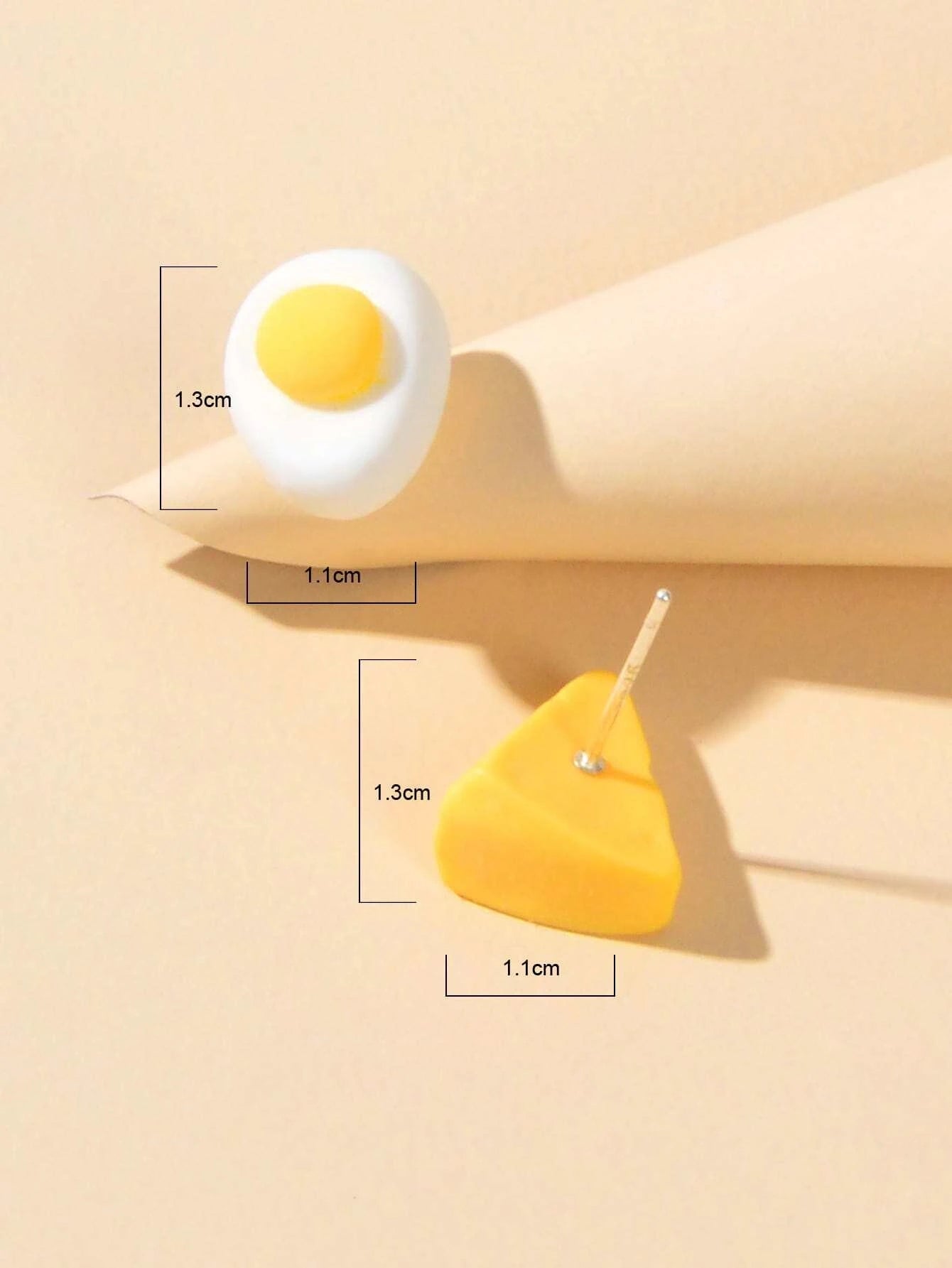 Cartoon Egg Cheese Stud Asymmetric Hypoallergenic Earrings Funny Gifts for Women