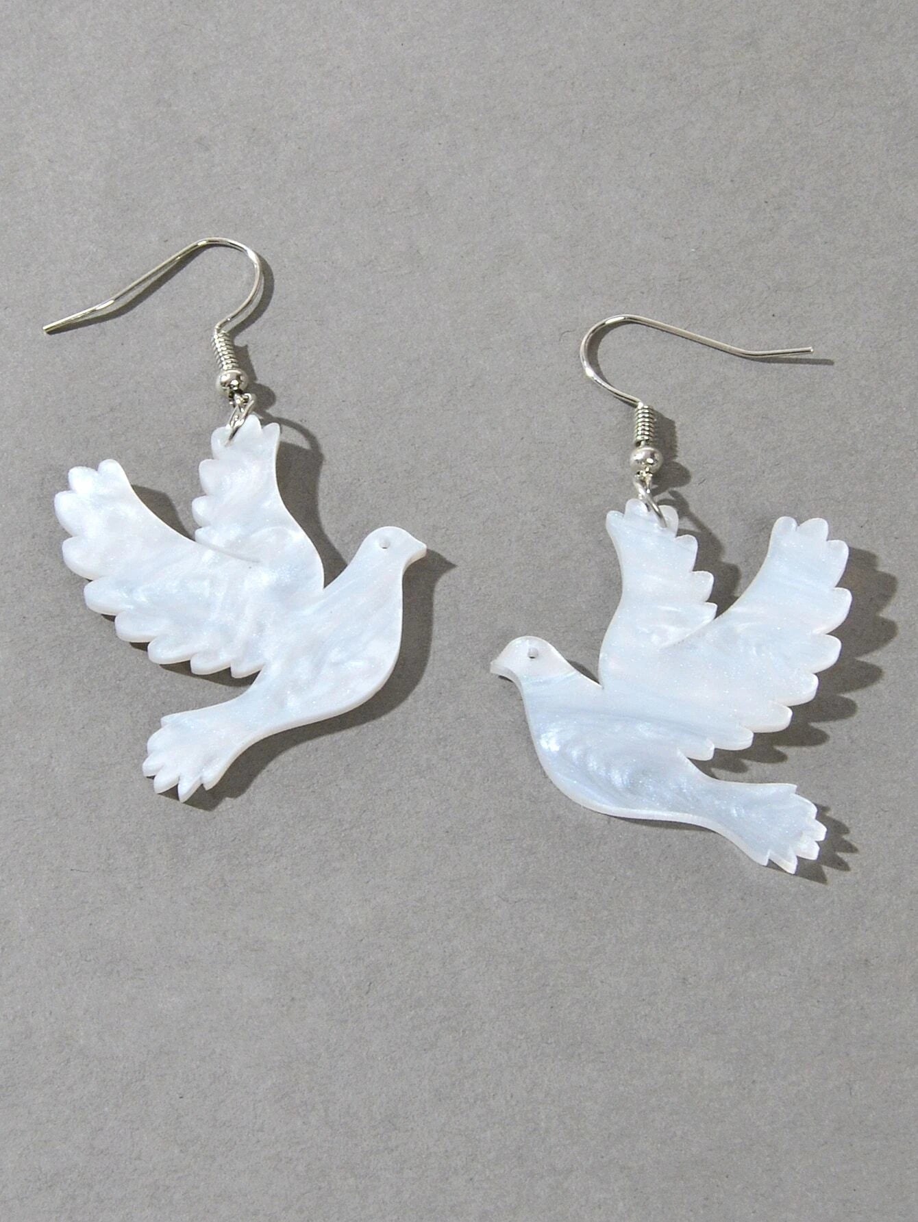 Women Jewellery Big White Bird Pigeon Dove Drop Dangle Earrings Accessories Gift