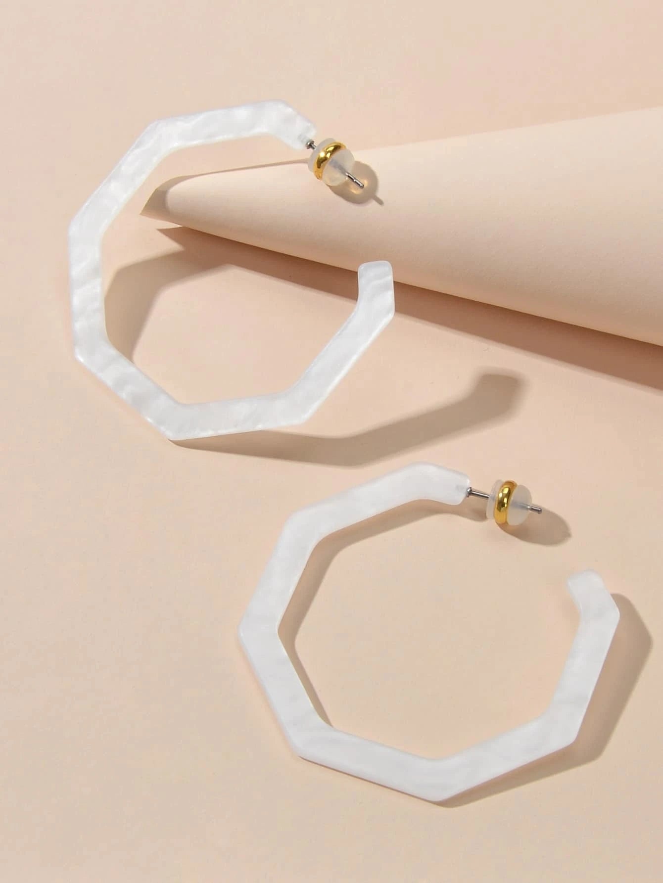 White Acrylic Geometric Hoop Earrings Stunning Jewellery Teen Party Accessories