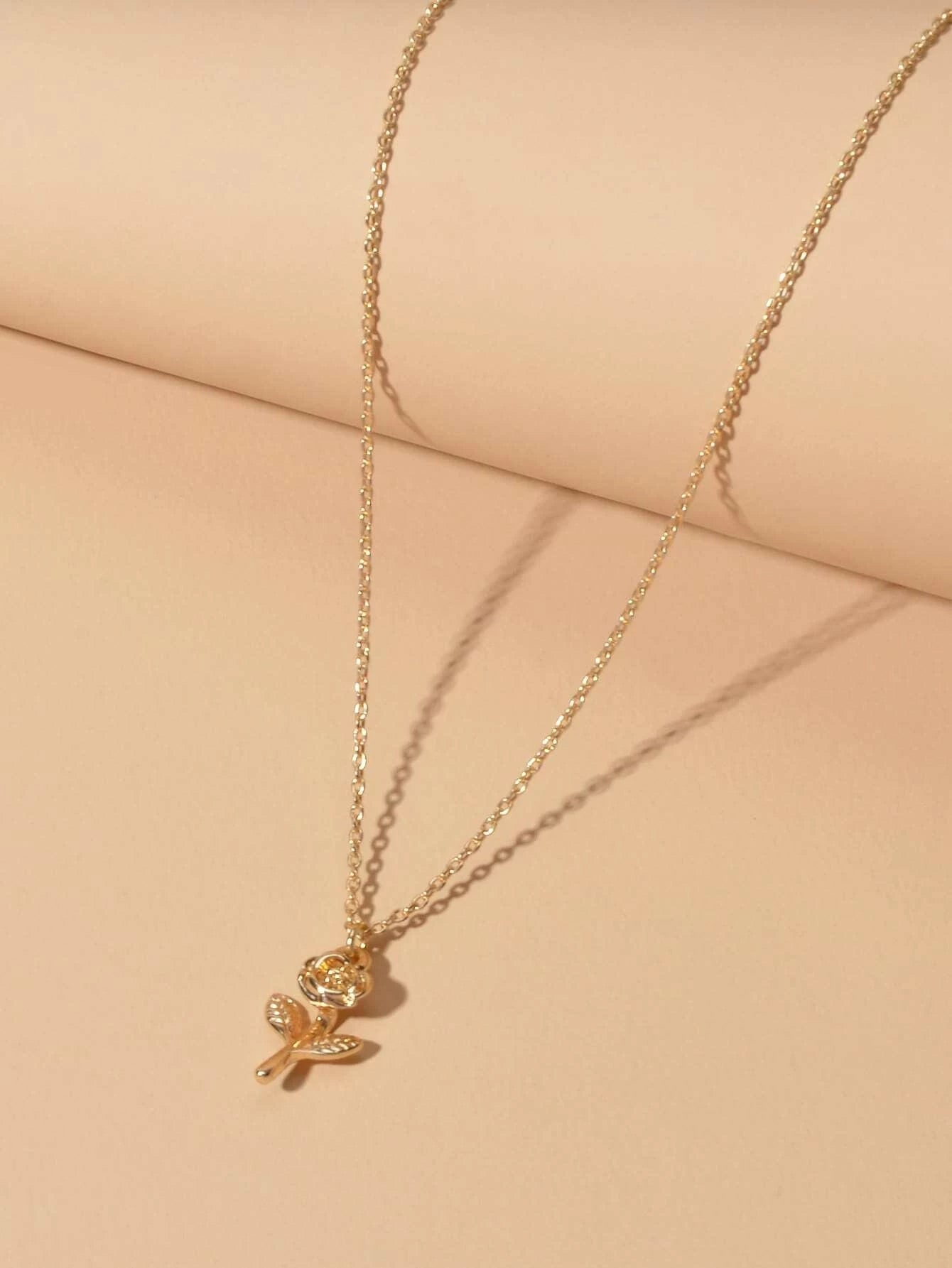 AU Stock Jewellery Gold Chain Rose Flower Charm Necklace Teens Women Lover Gift