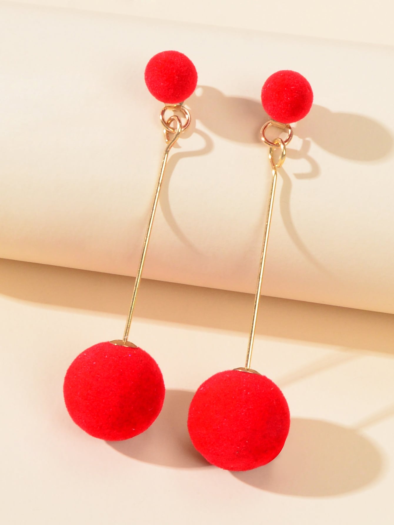 Feelontop Classic Stunning Red Round Ball Dangle Earrings Stud Blogger Jewellery