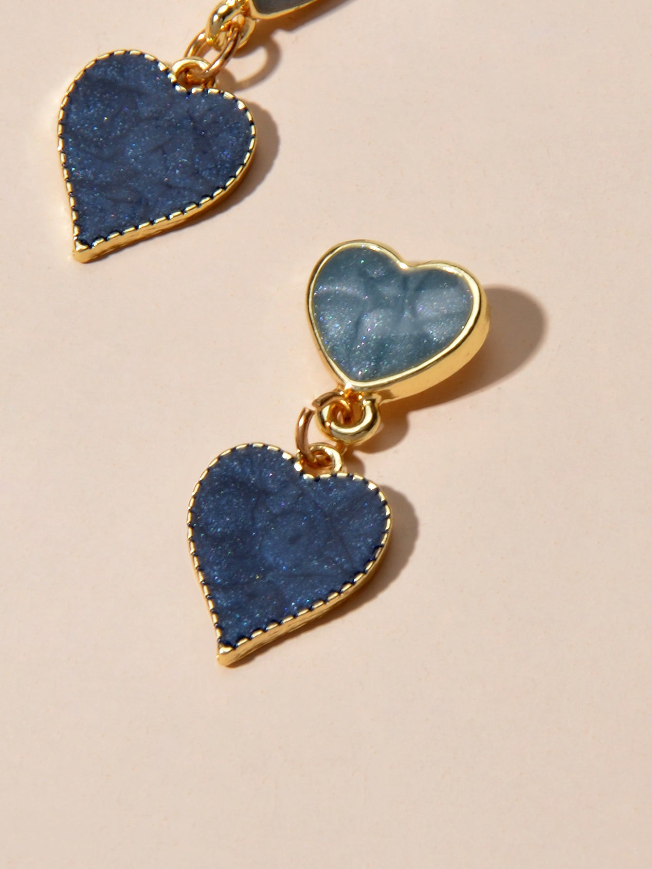 Nice Collection Blue Enamel Heart Drop Love Earrings Dainty Gift for Women Girls