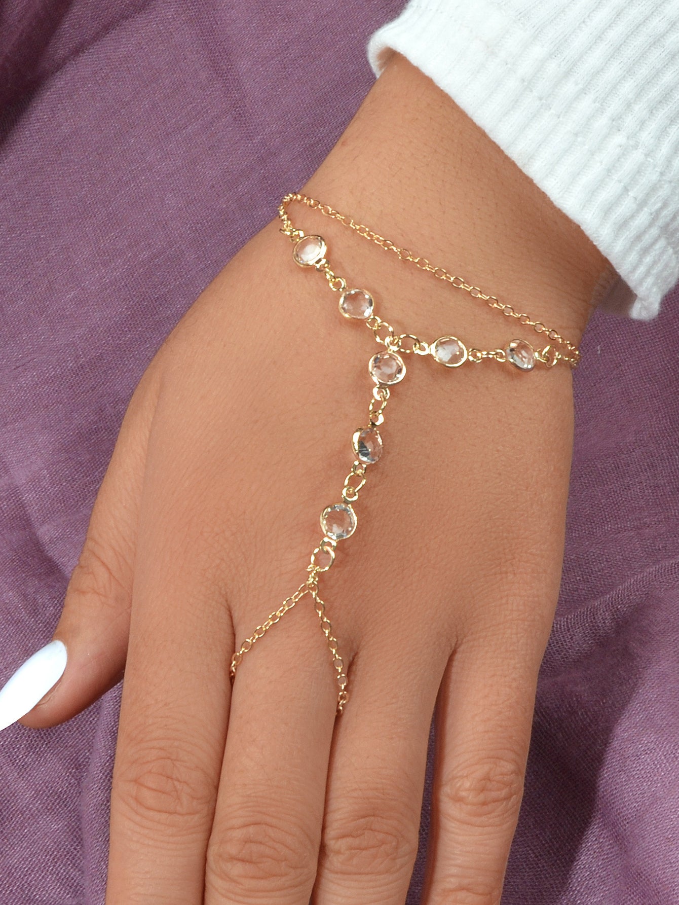 Multi-layer Slave Bracelet Hand Harness Finger Ring Link Interweave Accessories