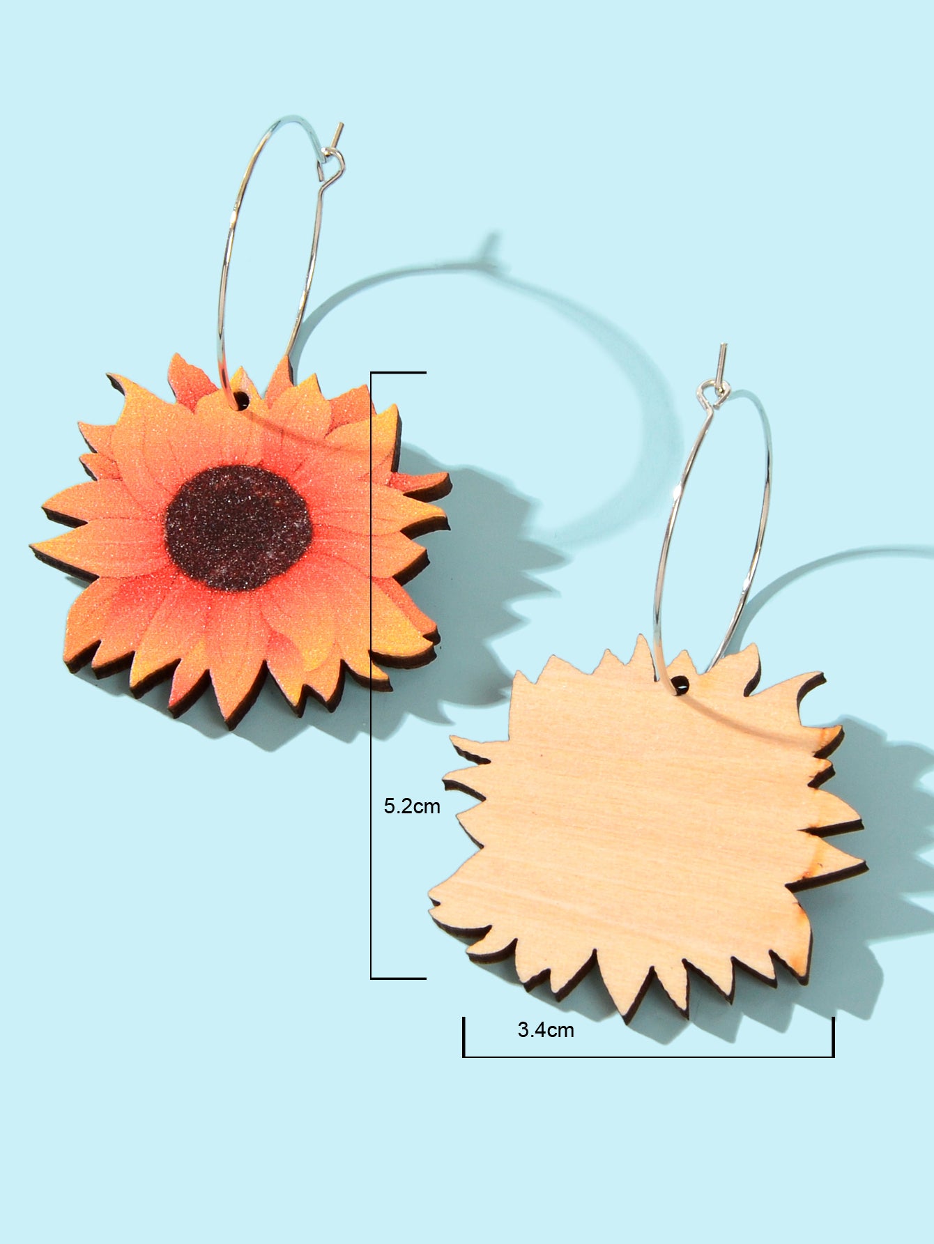 Colourful Sunflower Earrings Bohemian Summer Trendy Wooden Daisy Flower Jewelry