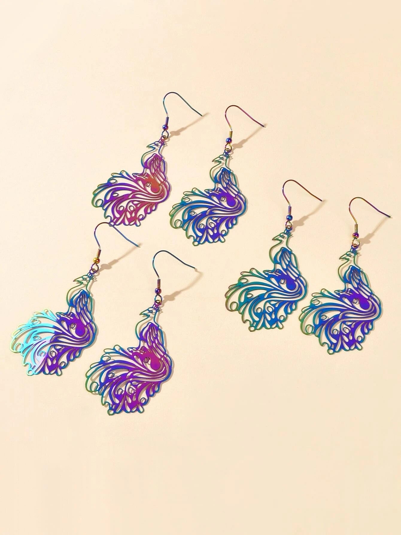 AU Stock Women Hollow out Colorful Peacock Drop Dangle Big Earrings Jewellery