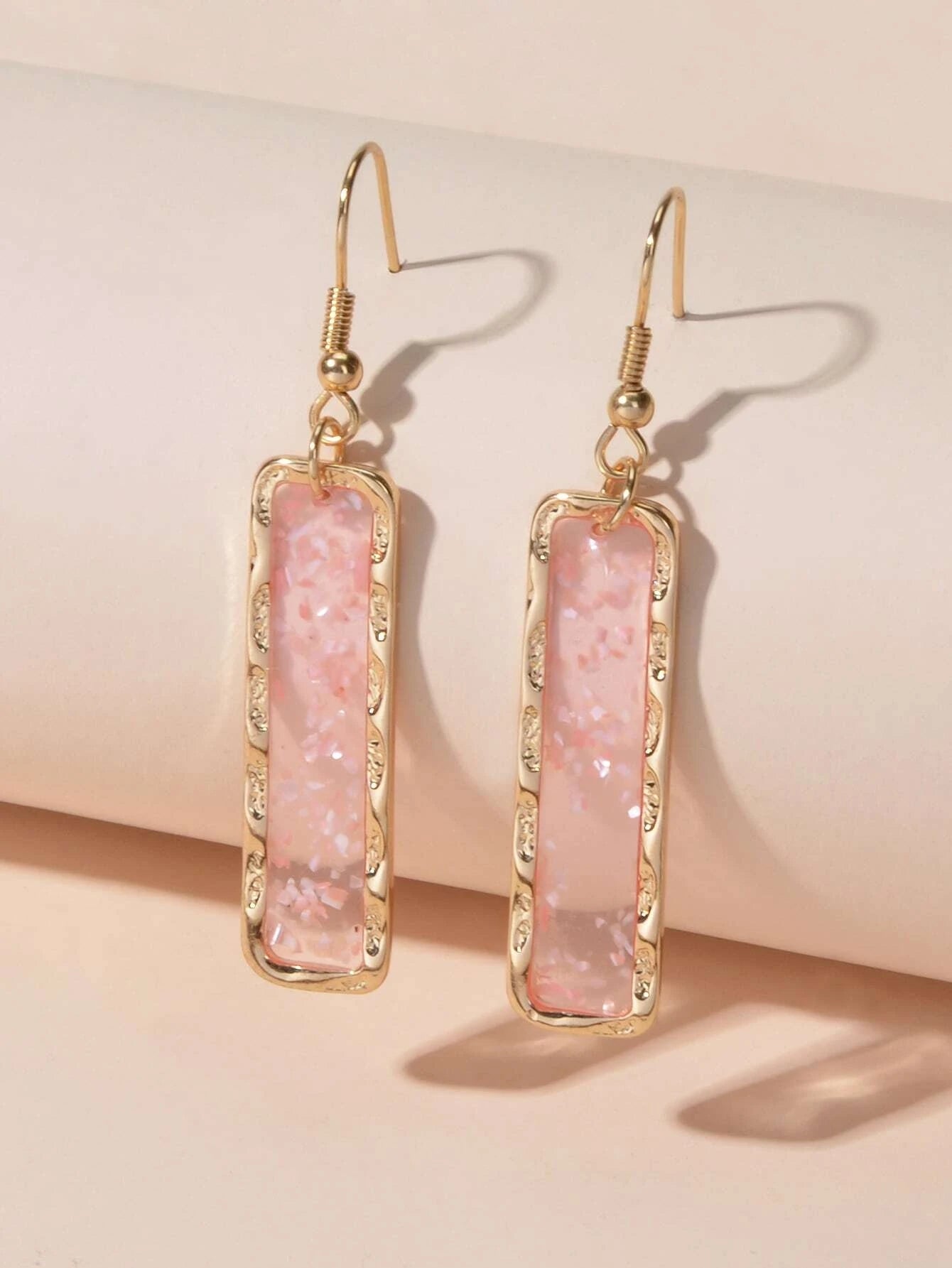 Fashion Jewellery Pink Acrylic Square Drop Earrings Wholesale Price Accessories