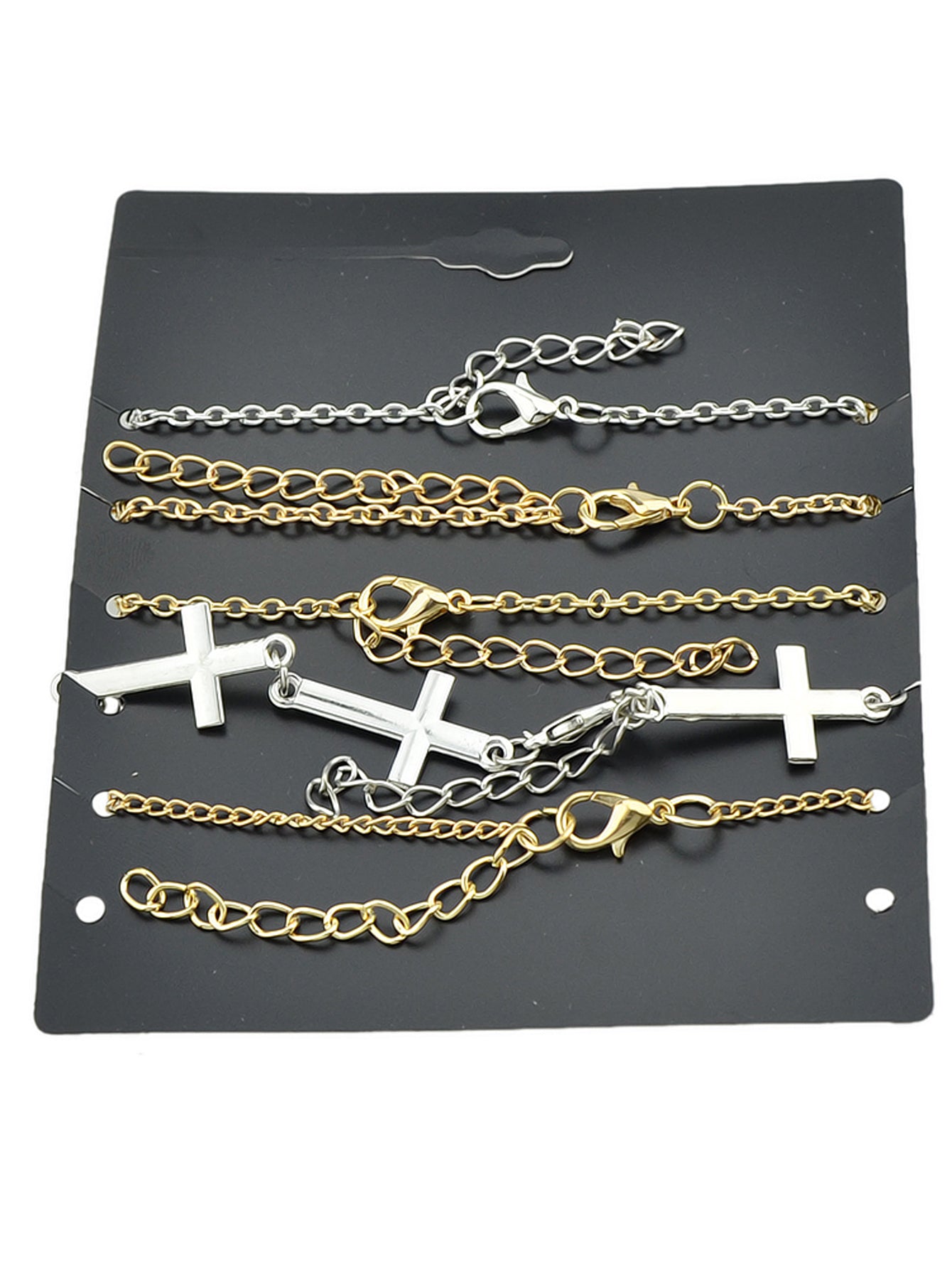 5pcs Nautical Silver Gold Chain Hand Infinity Cross Rudder Charm Bracelets set