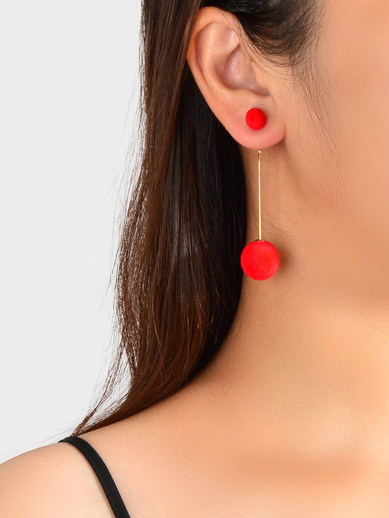 Feelontop Classic Stunning Red Round Ball Dangle Earrings Stud Blogger Jewellery