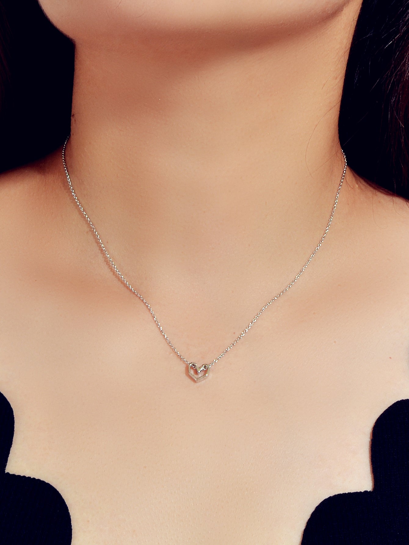 Gold Silver Simple Love Heart Charm Necklace Minimalist Wedding Party Jewellery