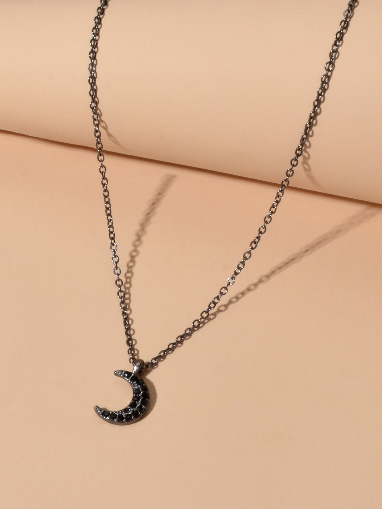 Rock Jewellery Black Cute Crescent Moon Pendant Necklace Minimalist Accessories