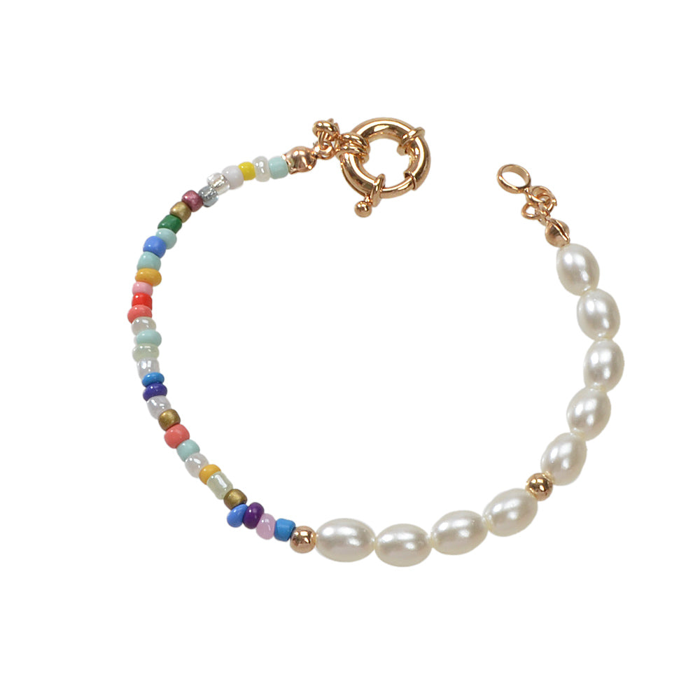 Colorful Bead Faux Pearl Handmade Bracelet Women Boho Chic Seed Beads Jewellery