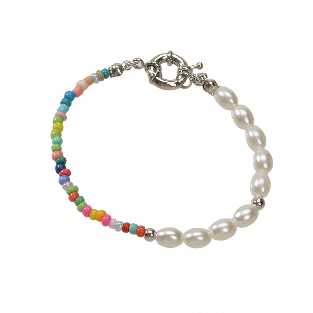 Colorful Bead Faux Pearl Handmade Bracelet Women Boho Chic Seed Beads Jewellery