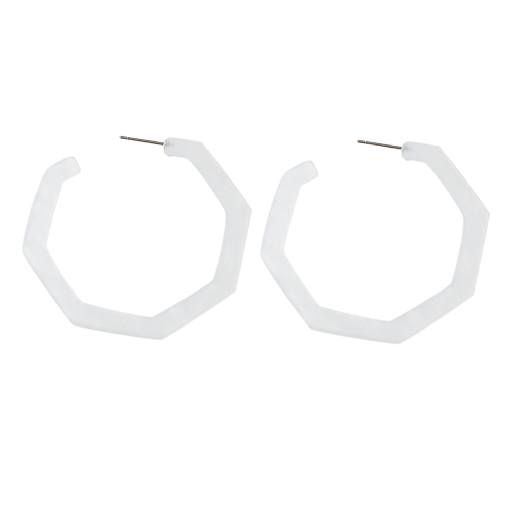 White Acrylic Geometric Hoop Earrings Stunning Jewellery Teen Party Accessories