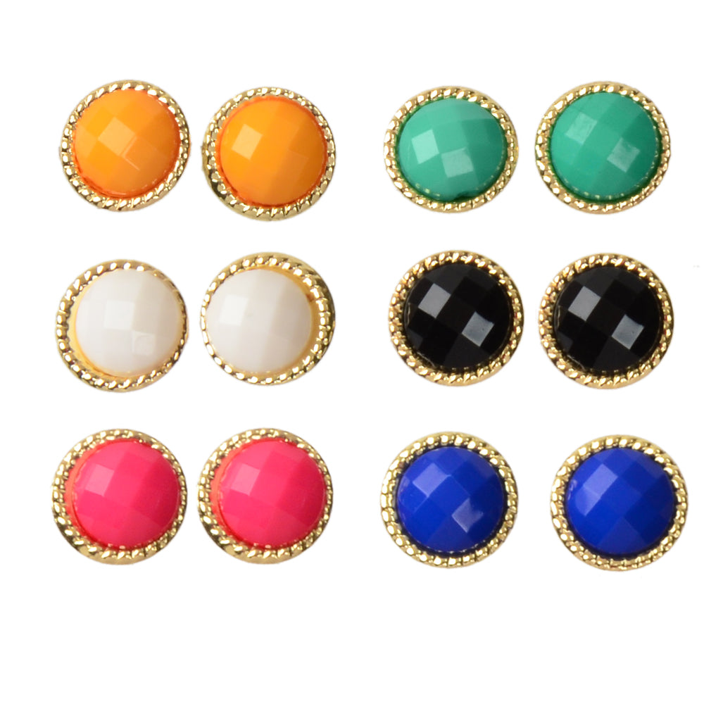 6 pairs Colourful Round Beads Small Stud Earrings Funny Gifts for Best Friends