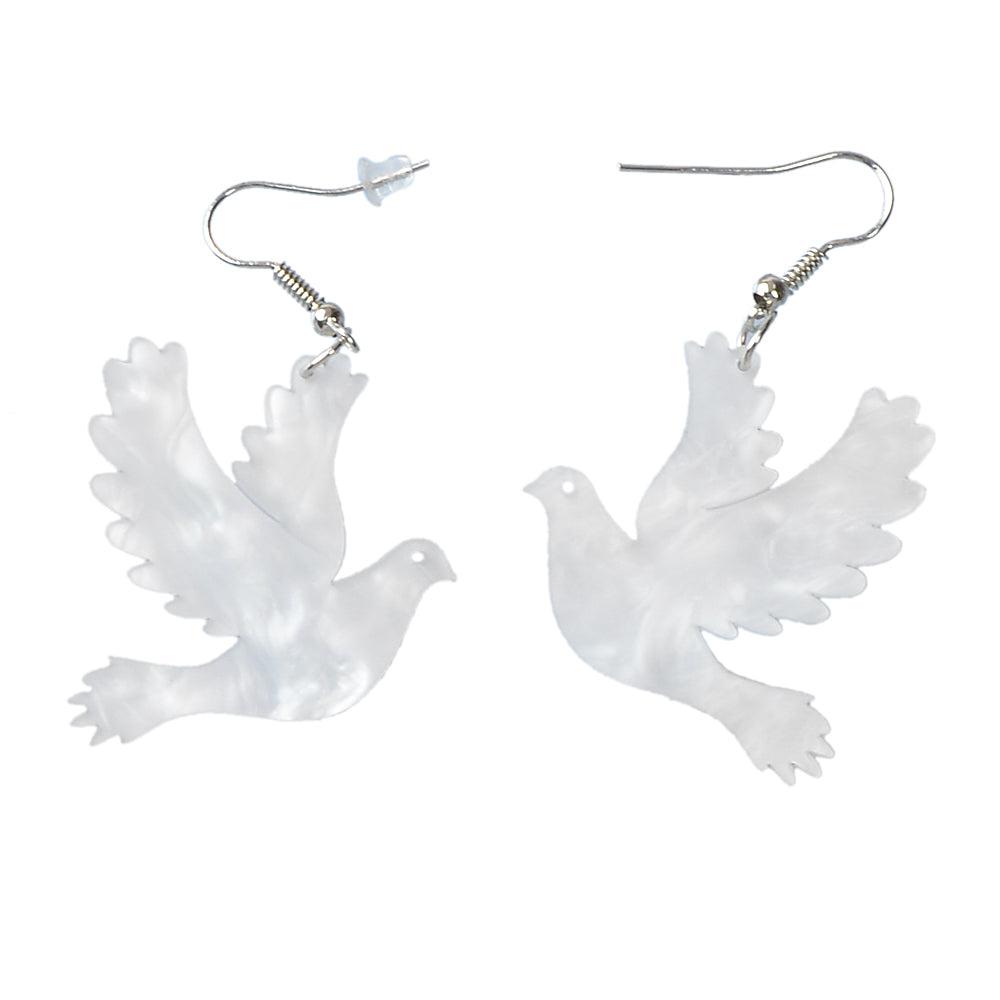 Women Jewellery Big White Bird Pigeon Dove Drop Dangle Earrings Accessories Gift