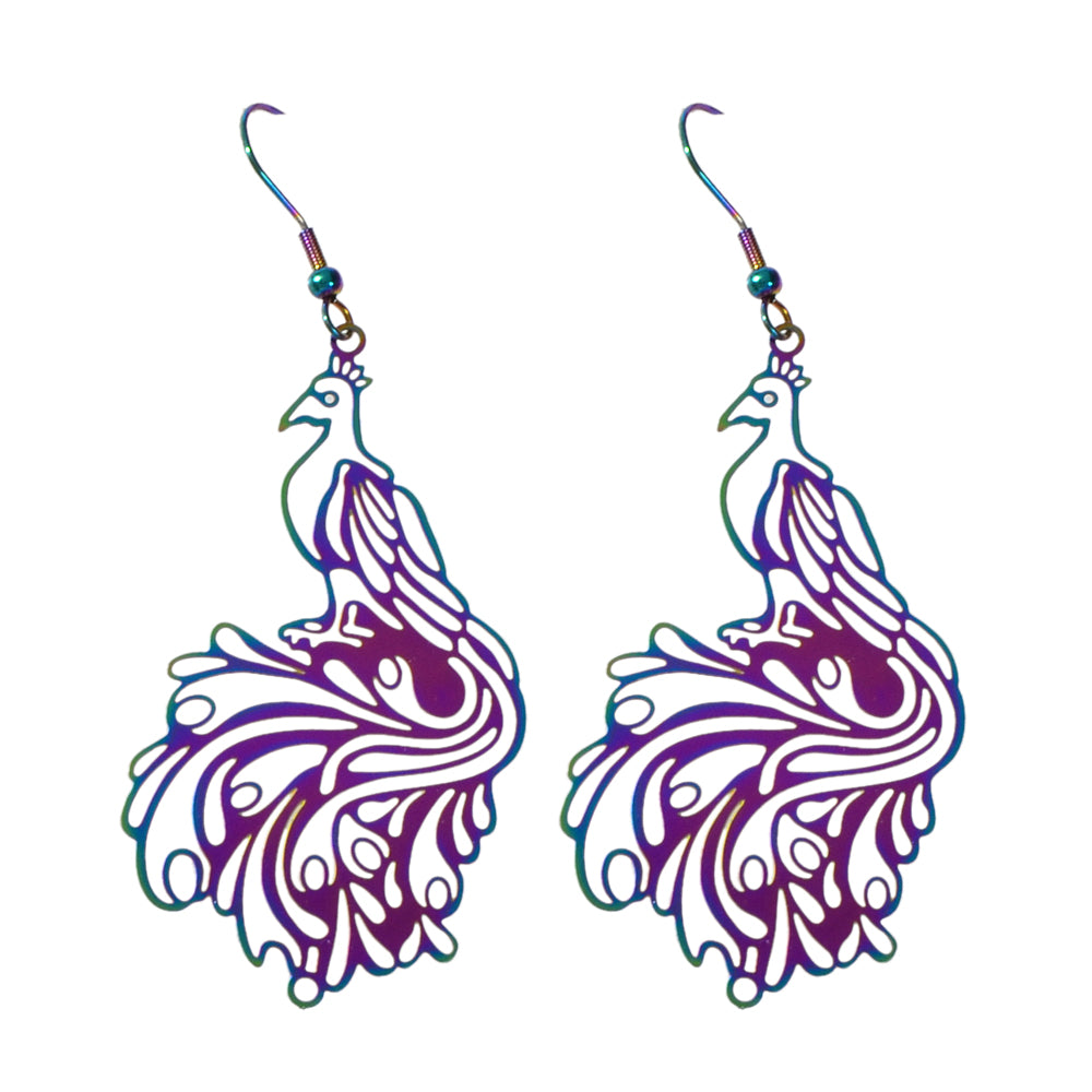 AU Stock Women Hollow out Colorful Peacock Drop Dangle Big Earrings Jewellery