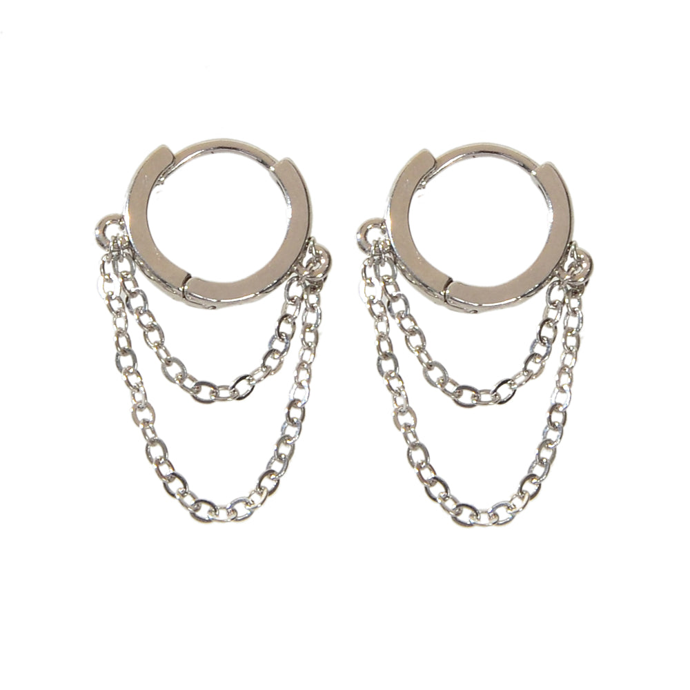 Silver Chain Circle Statement Round Hoop Earrings Women Teens Punk Jewelry Gift