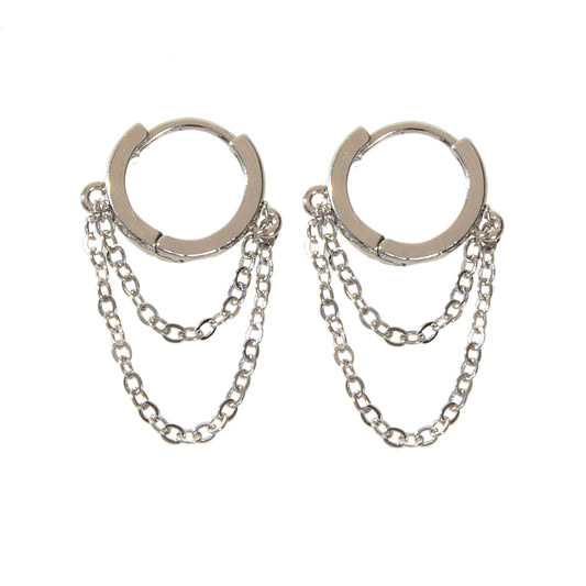 Silver Chain Circle Statement Round Hoop Earrings Women Teens Punk Jewelry Gift