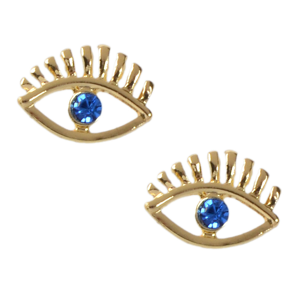 Blue Hotpink Rhinestone Decor Eye Shape Stud Earrings Women Girls Dainty Gifts