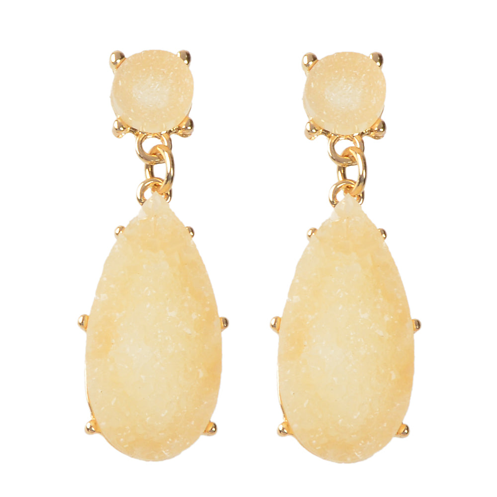 Dainty Champagne Stone Water Drop Earrings Women Girls Teens Stud Jewellery Gift