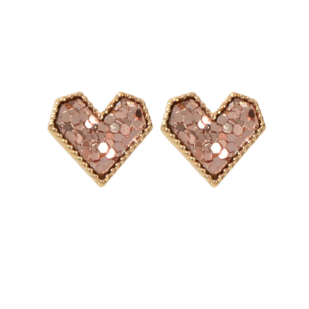 Cute Funny Blue Pink Shining Sequins Heart Stud Classics Wedding Party Earrings