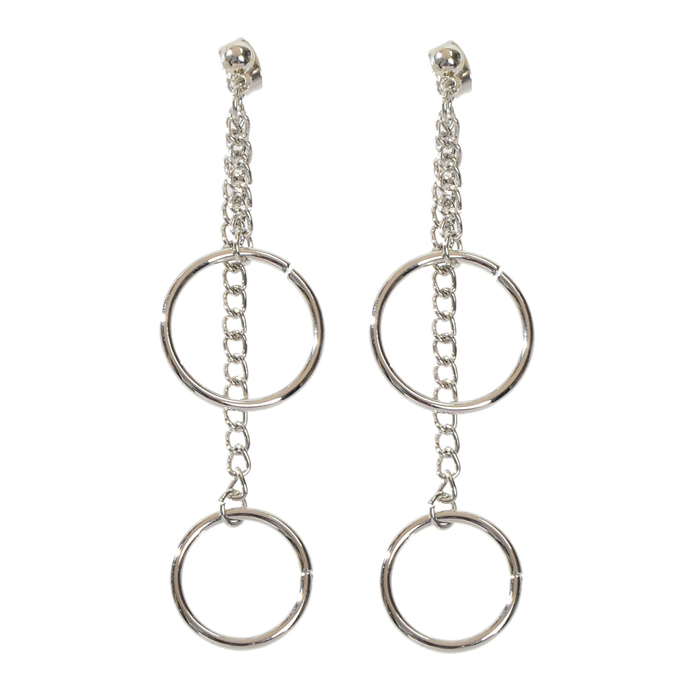 Punk Style Silver Chain Circle Dangle Earrings Ear Jacket Women Teen Accessories