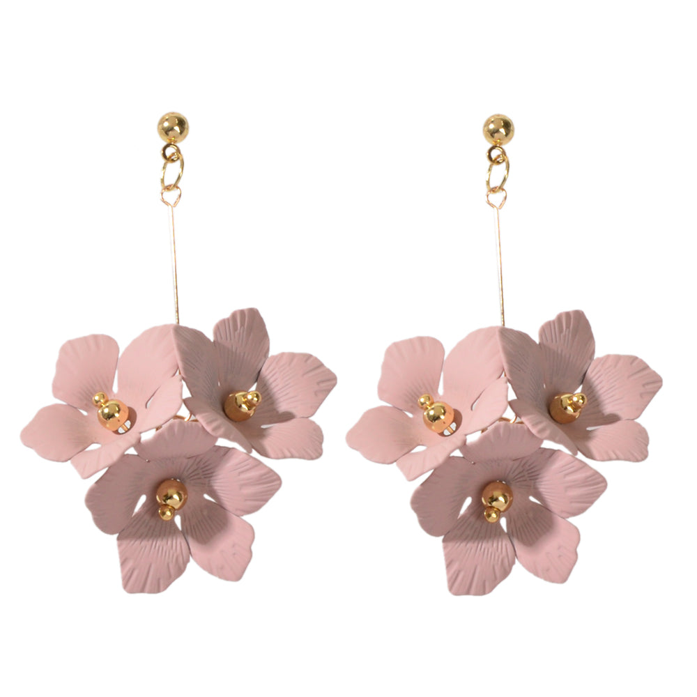 Female Jewelry Trendy Pink Yellow Flower Drop Dangle Pendant Earrings for Women