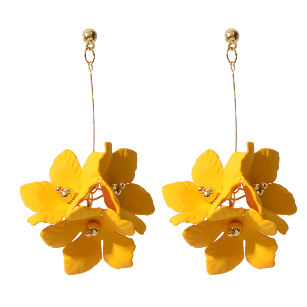 Female Jewelry Trendy Pink Yellow Flower Drop Dangle Pendant Earrings for Women